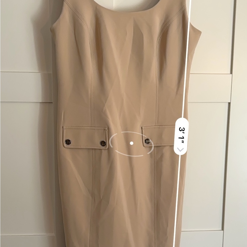Karl Lagerfeld Crepe Sheath Dress in Tan Size 4 Midi length - Picture 7 of 9